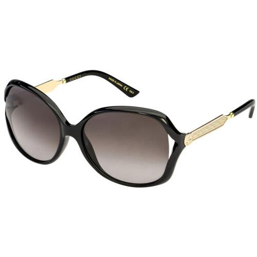 Gucci Women`s Black/gold-tone Round Butterfly Sunglasses - GG0076S-002-60
