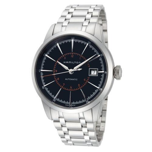 Hamilton Men`s American Classic Railroad H40555131 40mm Automatic Watch - Dial: Black, Band: Silver Tone, Other Dial: Black