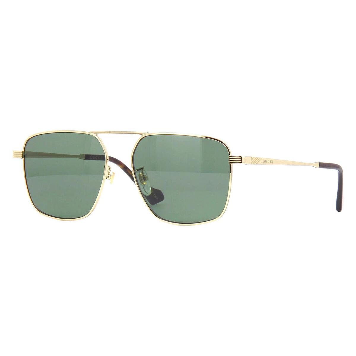 Gucci GG0743S 004 Mens Sunglasses Gold Frame/green Lenses 57mm