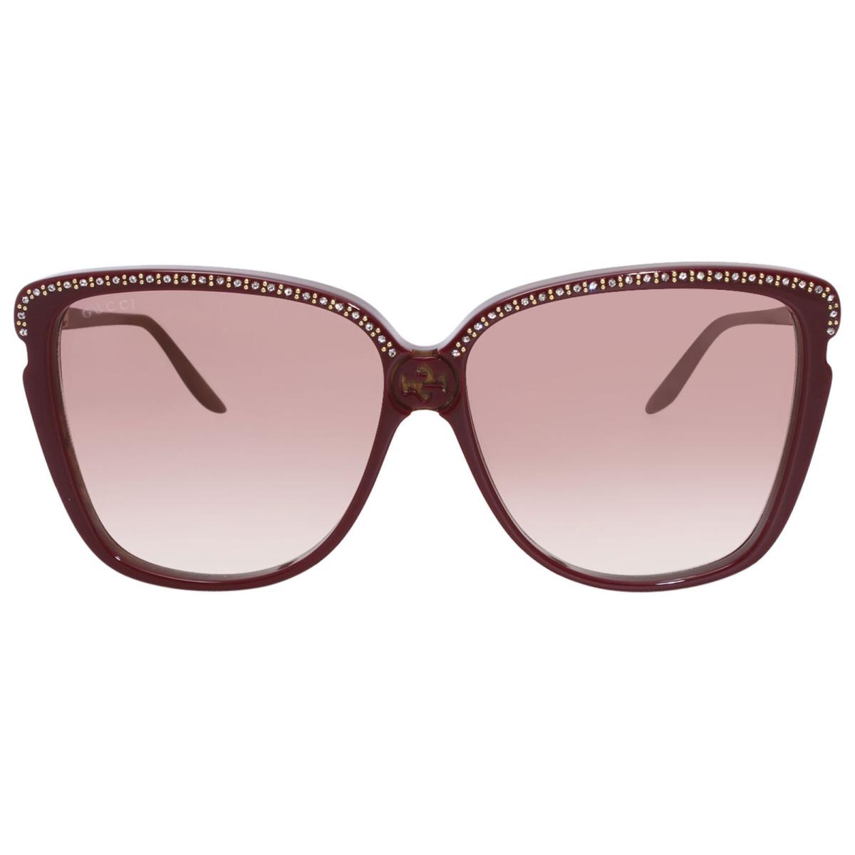 Gucci GG0709S 005 Women`s Sunglasses Burgundy-brown/red Gradient Lenses 63mm