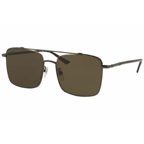 Gucci GG0610SK 002 Sunglasses Men`s Ruthenium-havana/brown Lenses Square 56mm