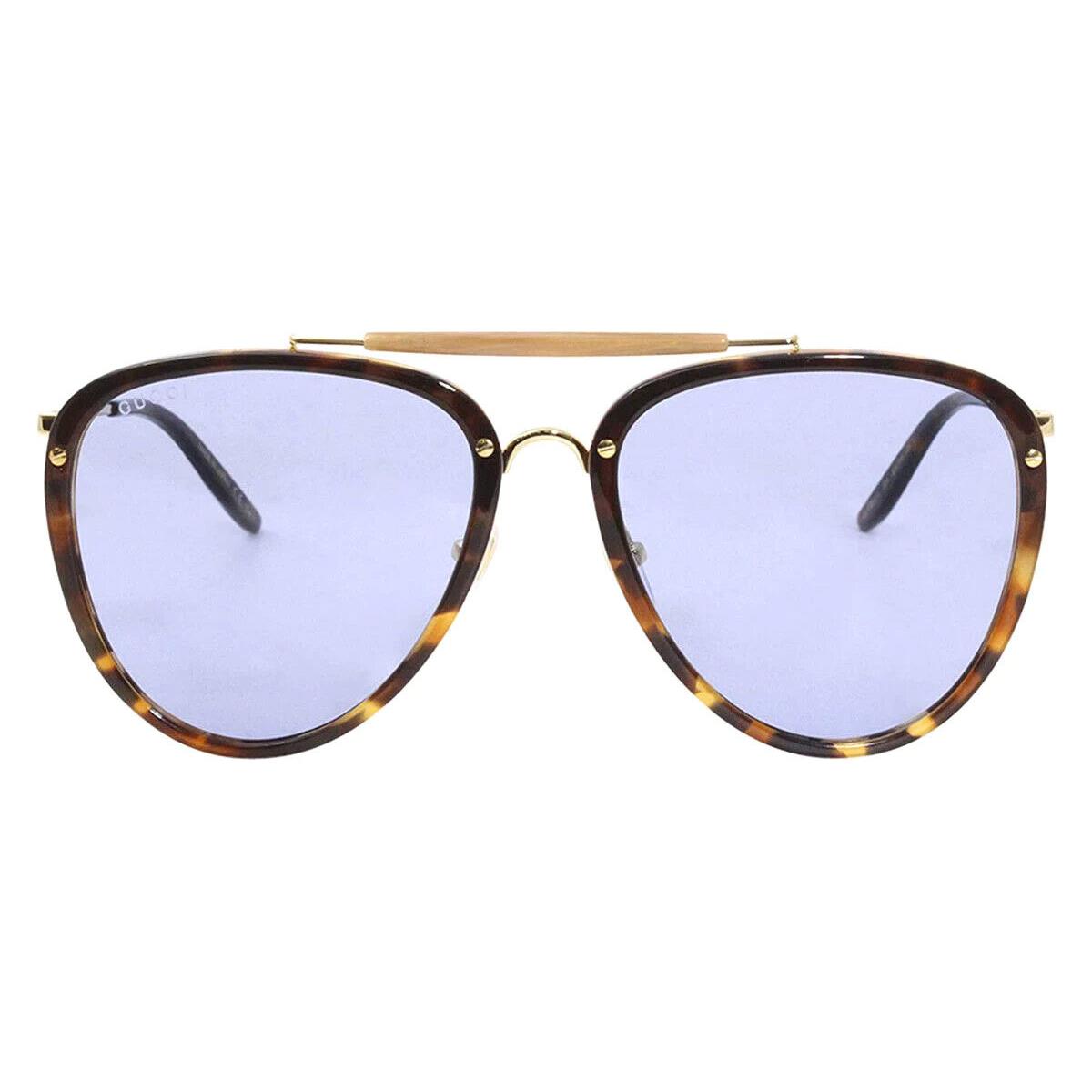 Gucci Unisex Sunglasses GG0672S 004 Havana Gold Blue Lens 58mm
