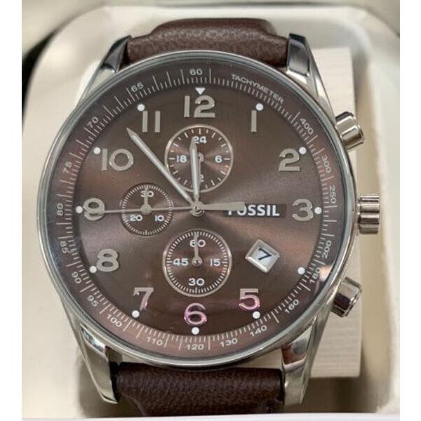 Fossil Men`s Brown Leather Chronograph Watch FS4762 - Band: Brown