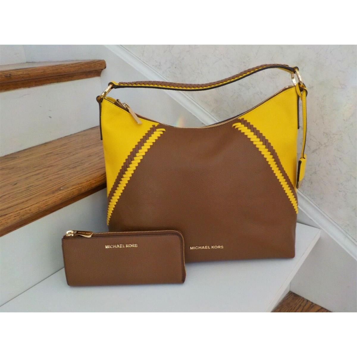 Michael Kors Karson Hobo Shoulder Bag 3/4 Zip Wallet Citrus Luggage Brown - Michael  Kors bag - 066800160740 | Fash Brands