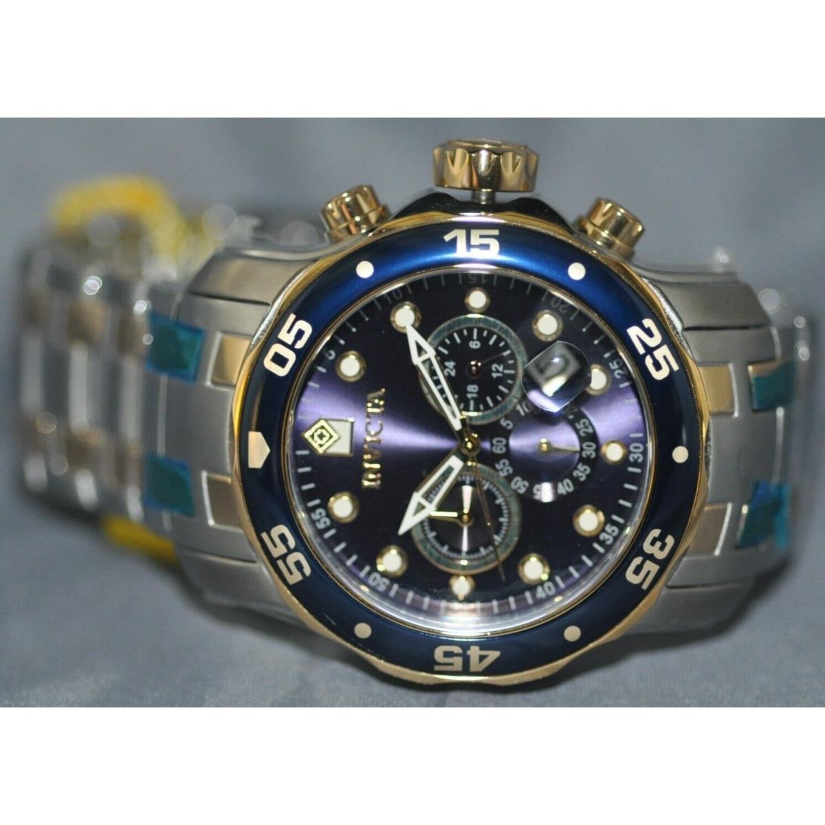 Invicta Men`s Pro Diver Chronograph Blue Dial Two Tone Steel Watch 0077