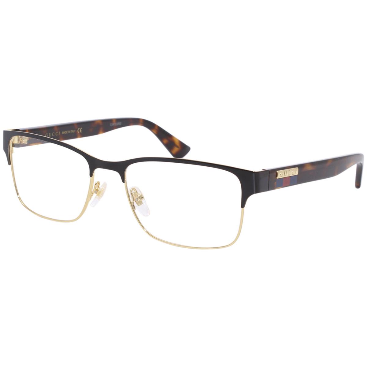 Gucci Gucci-logo GG0750O 002 Eyeglasses Men`s Black/gold/havana Optical Frame