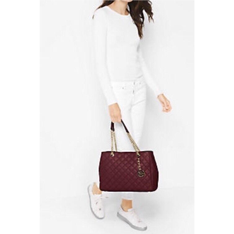 Michael Kors Susannah Large Quilted-leather Tote/shoulder Bag in Merlot