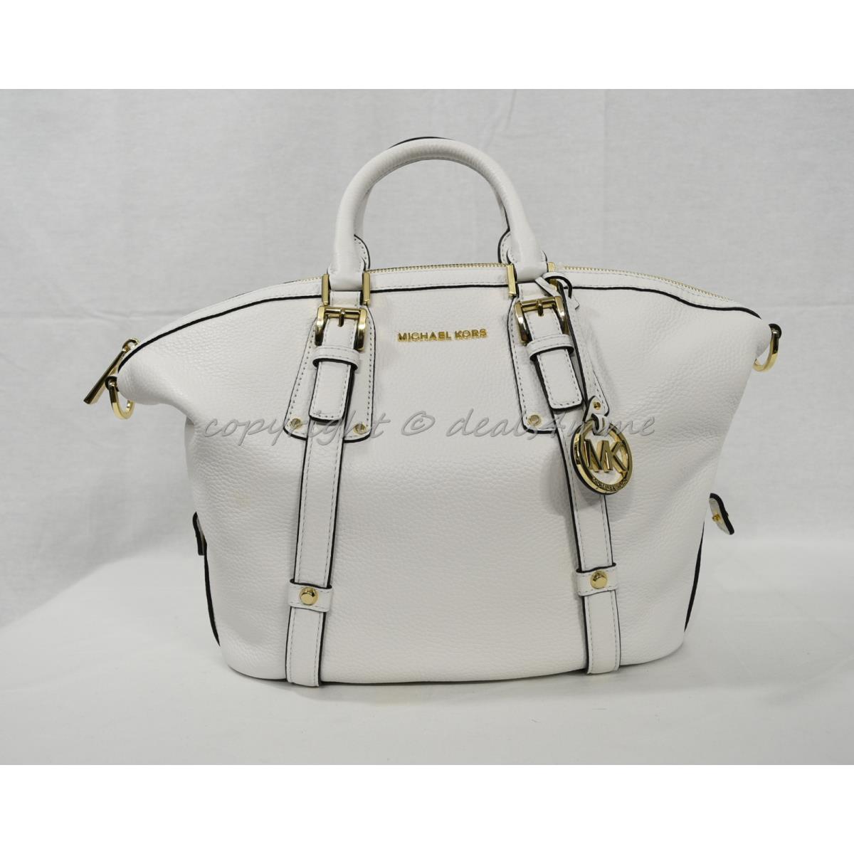 Michael Kors Bedford Belted Medium Leather Satchel/shoulder Bag Optic White  - Michael Kors bag - 190864480305 | Fash Brands