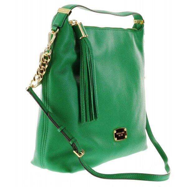 Michael Kors Bedford Gooseburry Green Leather Tassel Hobo Crossbody Shoulder Bag