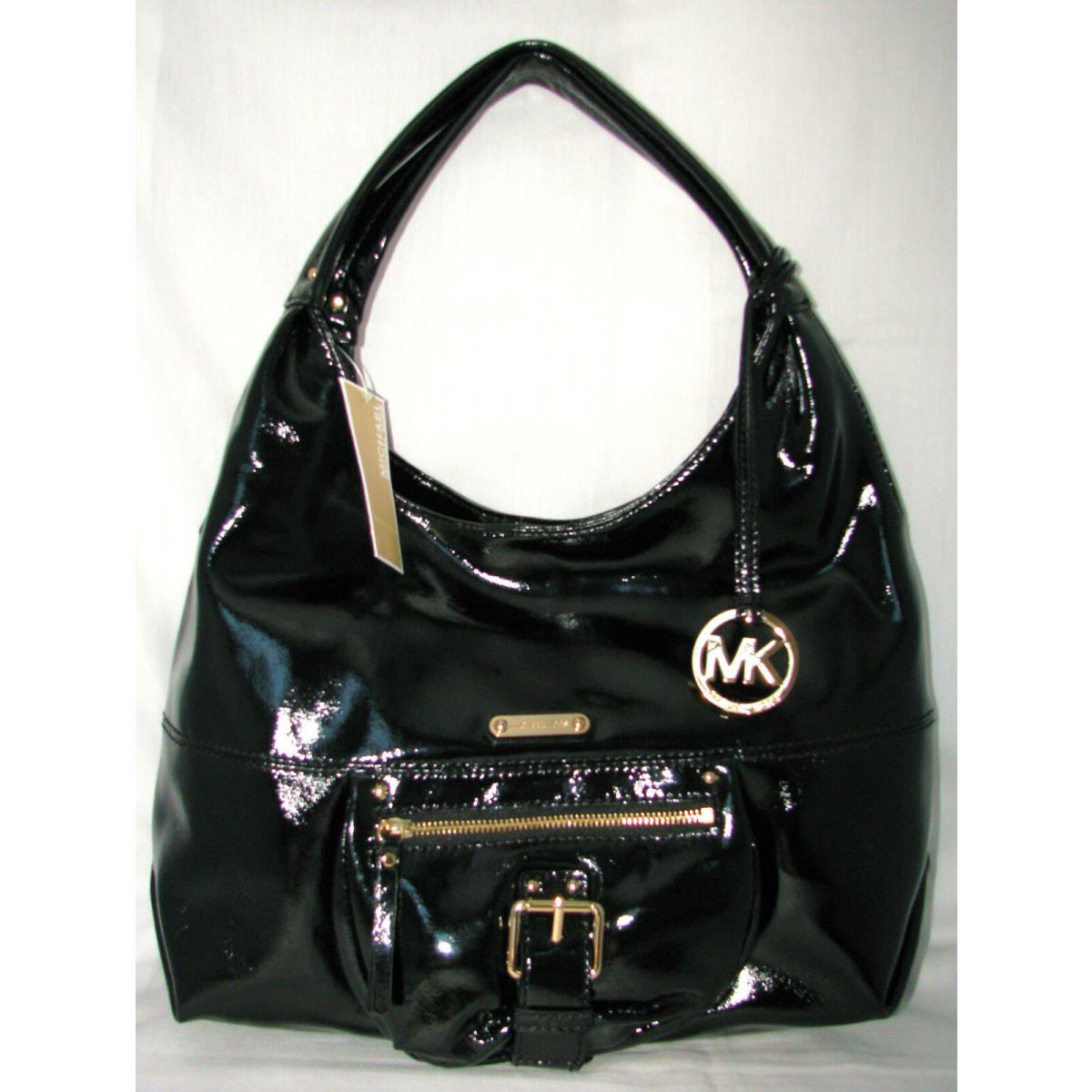 Michael Kors Austin Black Patent Leather Shoulder Bag Tote Hobo