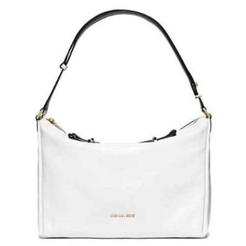 Michael Kors Chelsey Large Convertible Shoulder Bag in White/black Leather