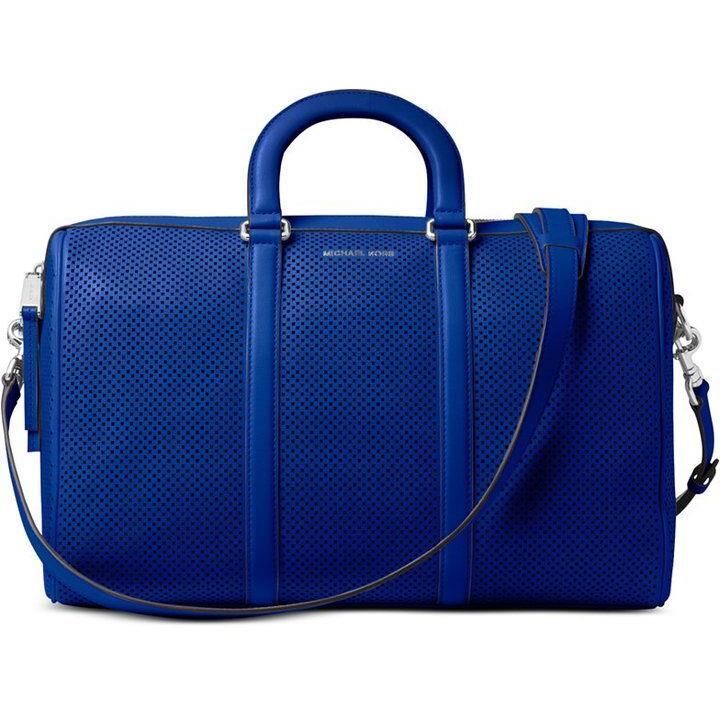 Michael Kors Libby Electric Blue Perforated Leather Cross Body Satchel Bag