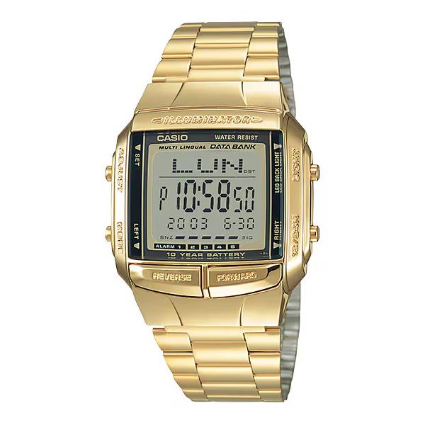 Casio Databank DB-360G-9A Men`s Digital Watch Gold Tone Stainless Steel Band