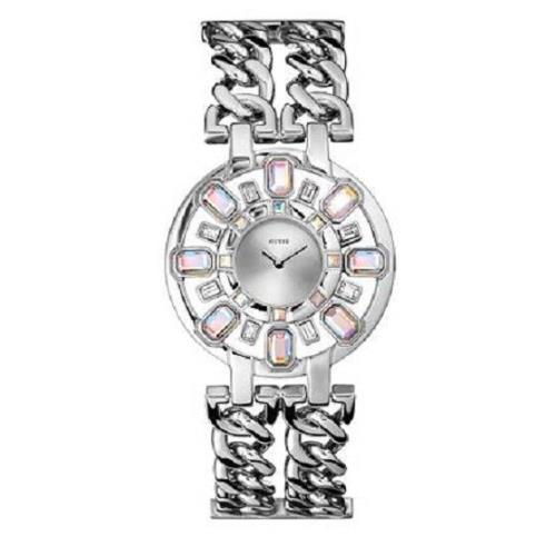 Guess Radiant Glamour Silver Prism Crystal Chain Link Bracelet WATCH-U0082L2