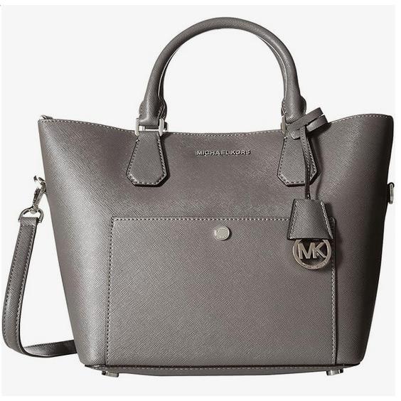 Michael Kors Greenwich Large Leather Shoulder/grab Bag-steel Grey/pearl Grey - Exterior: Steel Grey, Hardware: Silver