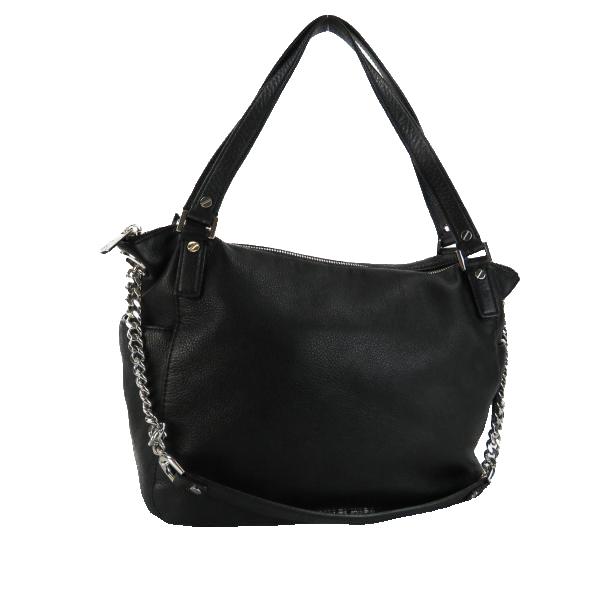 Michael Kors Chandler Pebble Leather Convertible Shoulder Bag-black/silver