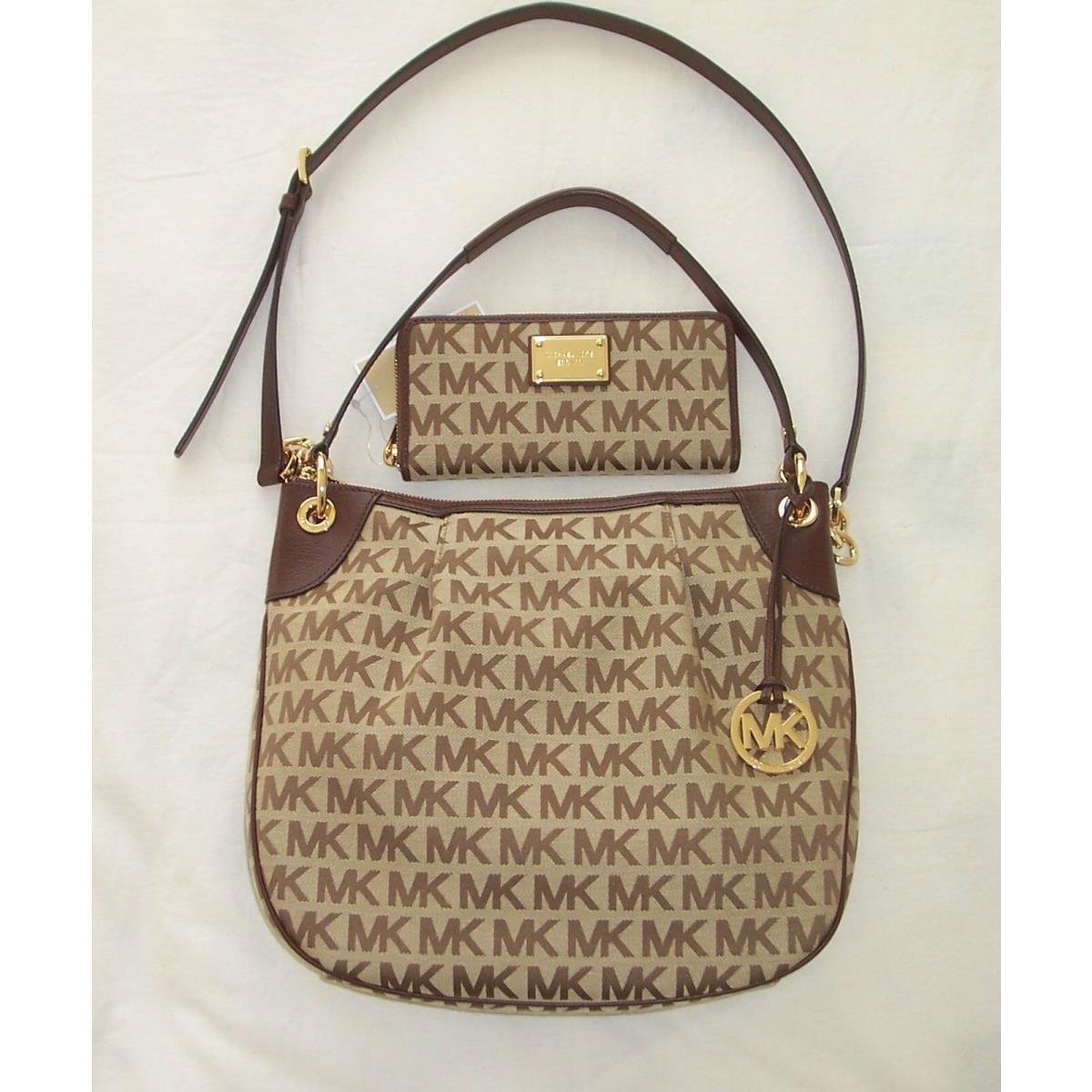 Michael Kors Lg Convert Shoulder Tote Bag ZA Cont Wallet MK Sig Jacquard