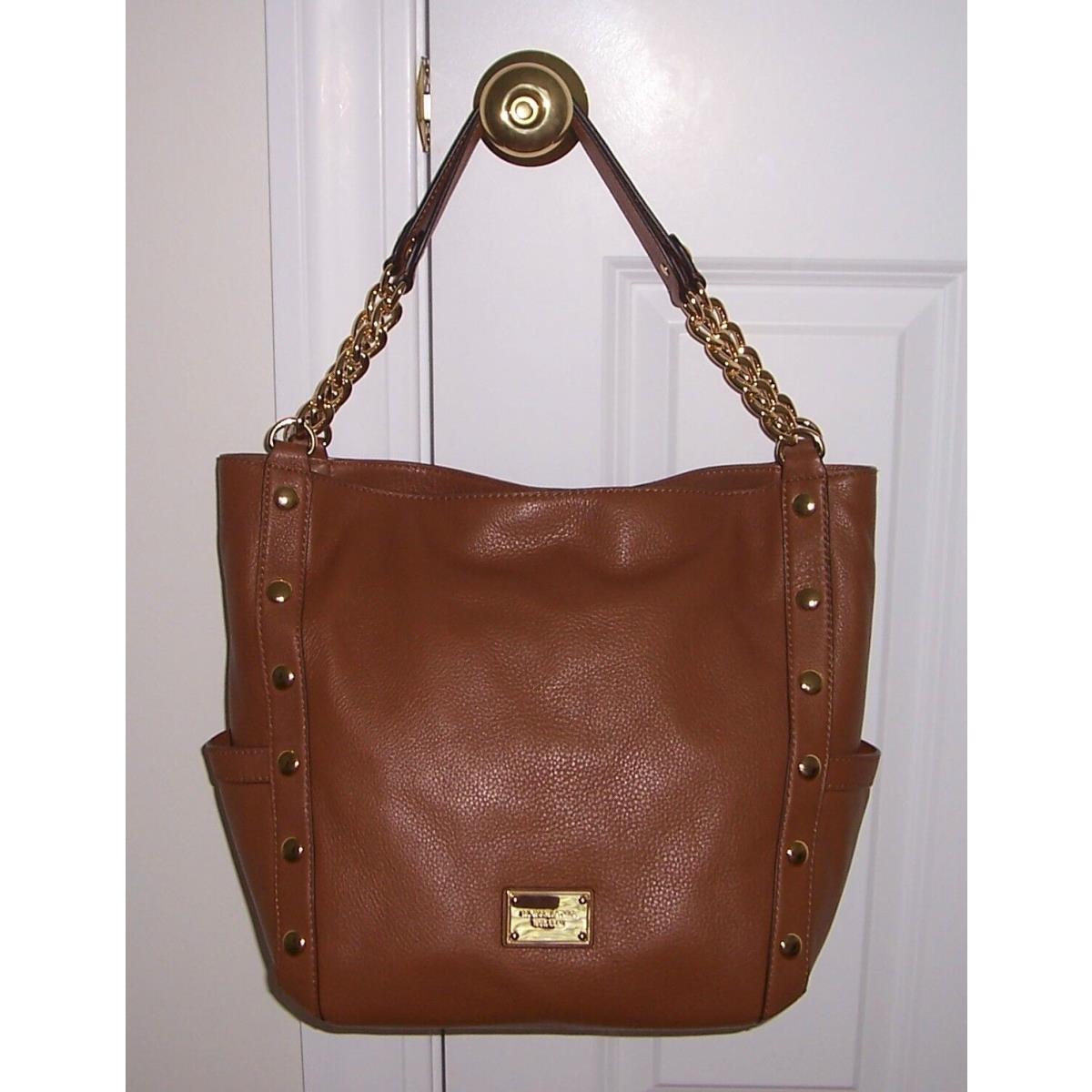 Michael Kors Delancy Delancey Large Shoulder Tote Bag Luggage Brown Leather