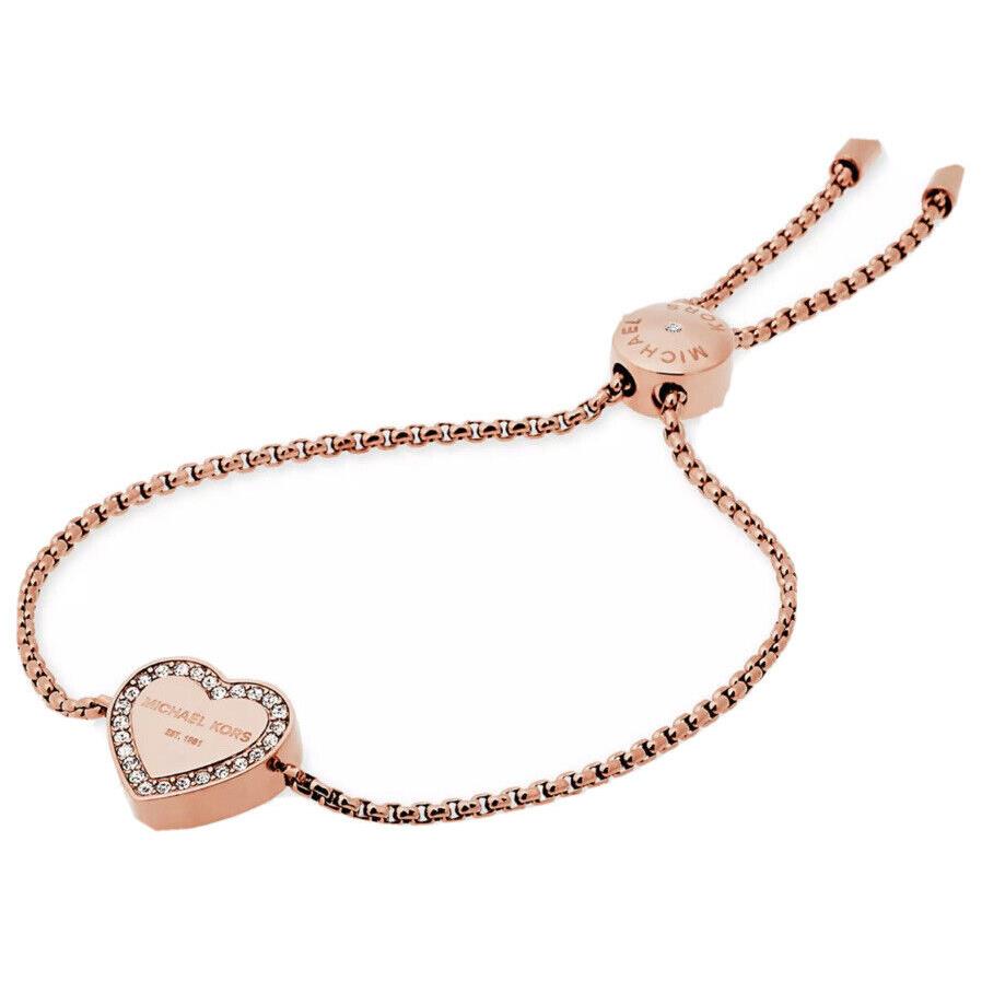 Michael Kors MKJX5391791 Rose Gold Crystal Heart Slider Bracelet