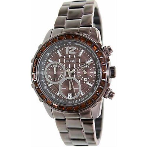 Guess Women`s Dazzling Sport Chronograph Tachymeter Brown 41mm Watch - Dial: Brown, Band: Brown