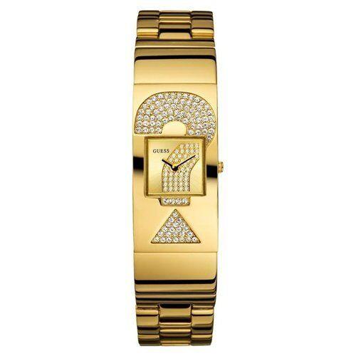 Guess Gold Tone Crystals Logo Glitz Bangle WATCH-U12617L1