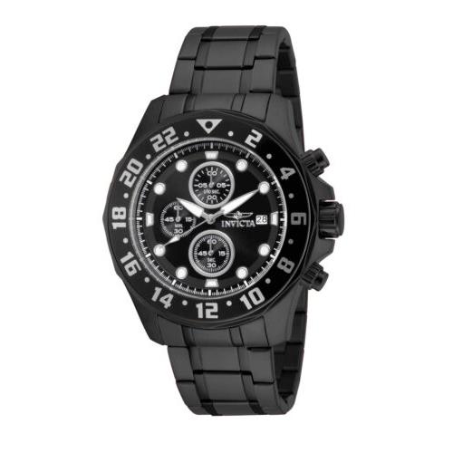 Invicta Men`s Watch Specialty Chronograph Black Stainless Steel Bracelet 15945 - Dial: Black, Band: Black