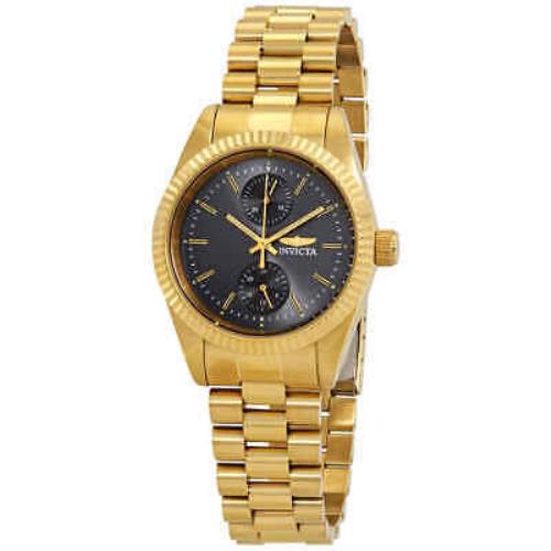 Invicta Specialty Charcoal Dial Yellow Gold-tone Ladies Watch 29444 - Charcoal Dial, Yellow Gold-tone Band