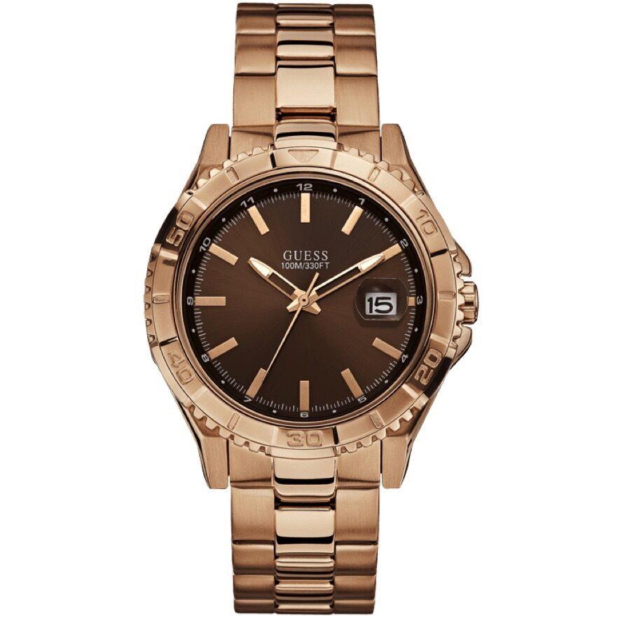 Guess Rose Gold Tone Stainless Steel Brown Dial Bracelet WATCH-U0244G6