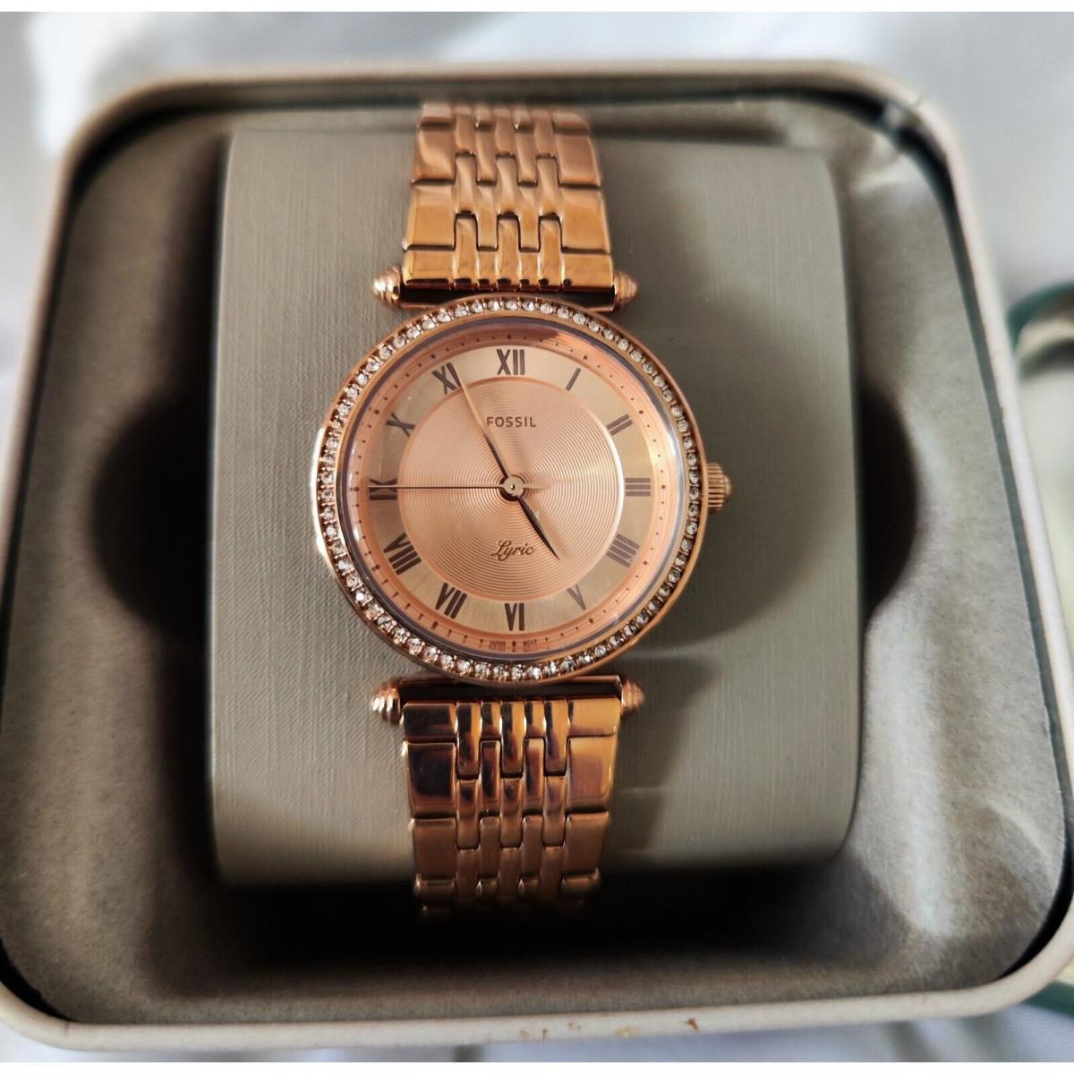 Fossil Lyric Three-hand Rose-gold-tone Stainless-steel Watch ES4711