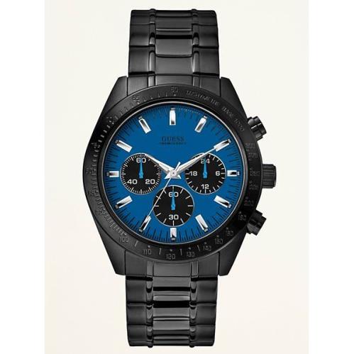 Guess U15055G4 Black Stainless Steel Blue Chronograph Dial Men`s Watch