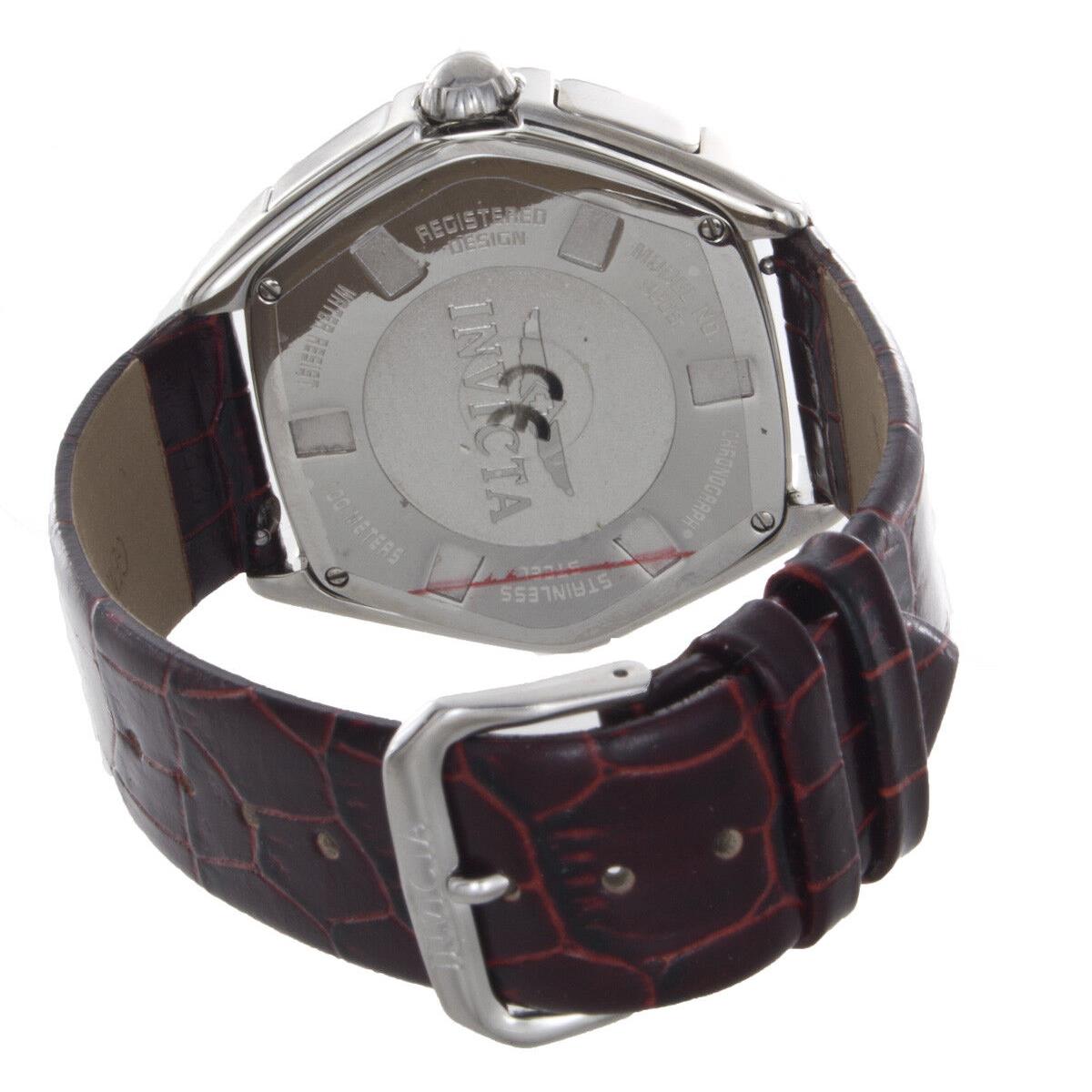 Invicta Red Dial Red Leather Band Stainless Steel Watch IN9809