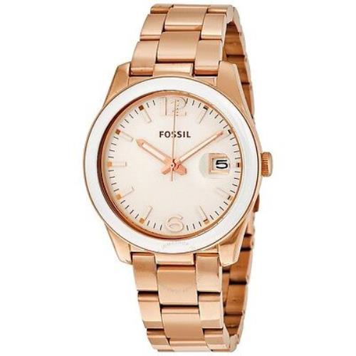 Fossil Women`s Perfect Boyfriend Rose Gold Tone Stainless Steel Watch CE1088