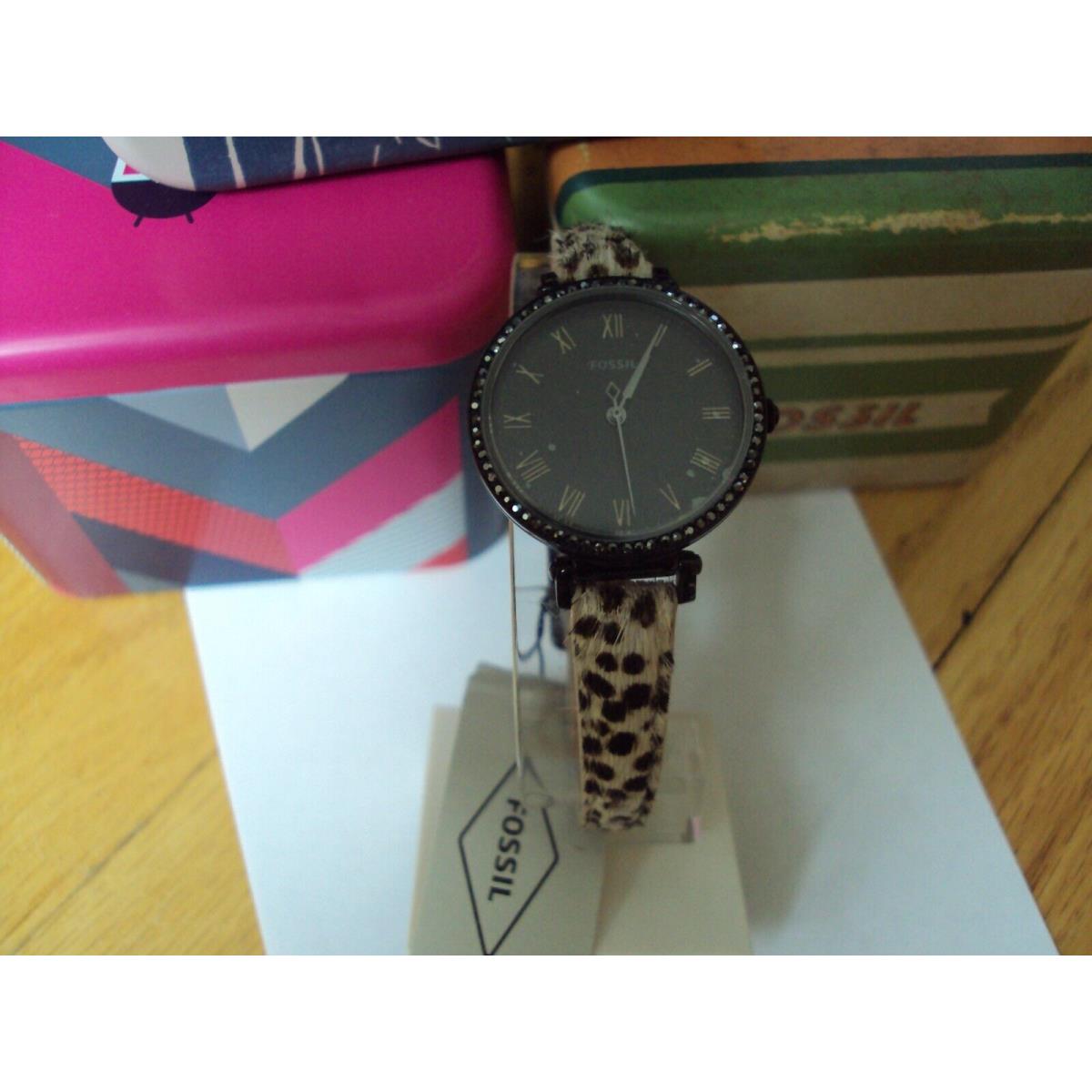 Fossil Women`s Kinsey Three-hand Cheetah Hair Leather Watch ES4726