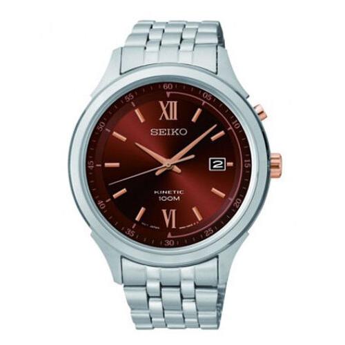 Seiko Kinetic Men`s Brown Dial Stainless Steel Kinetic Watch SKA661