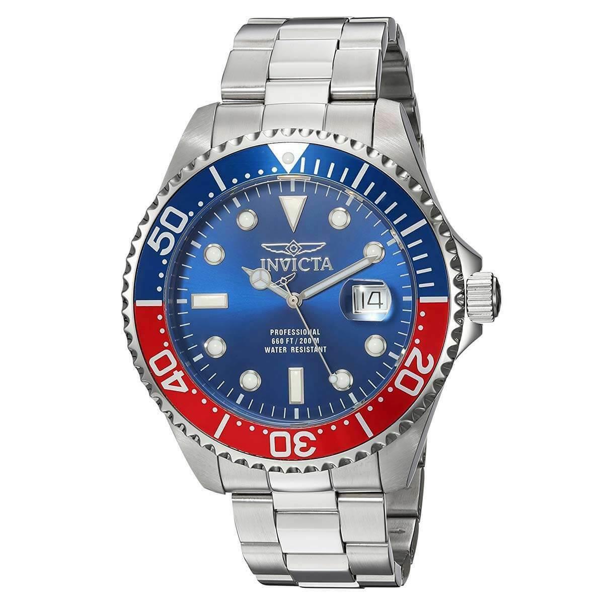 Invicta 22823 Men`s Pro Diver Blue Dial Steel Bracelet Dive Watch