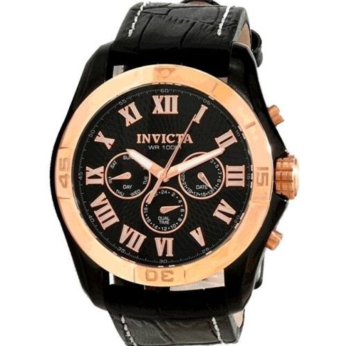 Invicta Men`s 10636 Specialty Elegant Gmt Rose Gold-tone Leather Quartz Watch