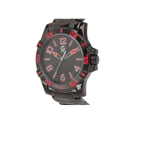 New- G BY Guess Black Tone+red Accent Stainless Steel Bracelet WATCH-G10930G3