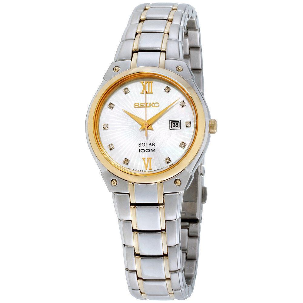 Seiko SUT214 Women`s Dress Diamond Mother of Pearl Dial Stainless Steel Watch