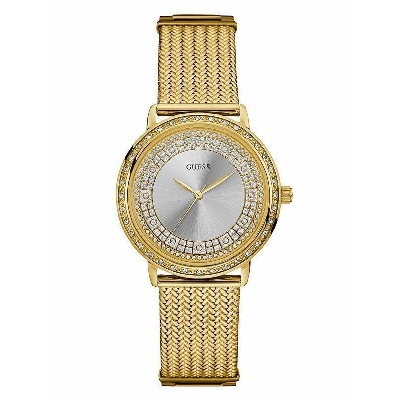 Guess Gold Pave Crystal Glitz Gold Dial Mesh Bracelet WATCH-U0836L3