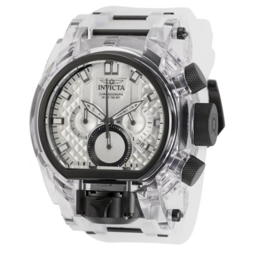 Invicta Bolt Zeus Magnum Anatomic Dual Dial Men`s 52mm Chronograph Watch 29995 - White Dial, White Band, Black Bezel