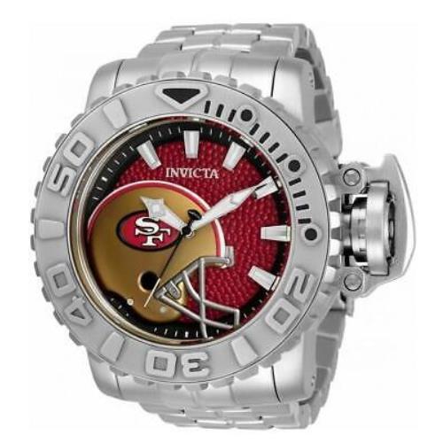Invicta Sea Hunter Gen II Nfl San Francisco 49ers 70mm Steel Automatic Watch - Red Face, Red Dial, Gray Band