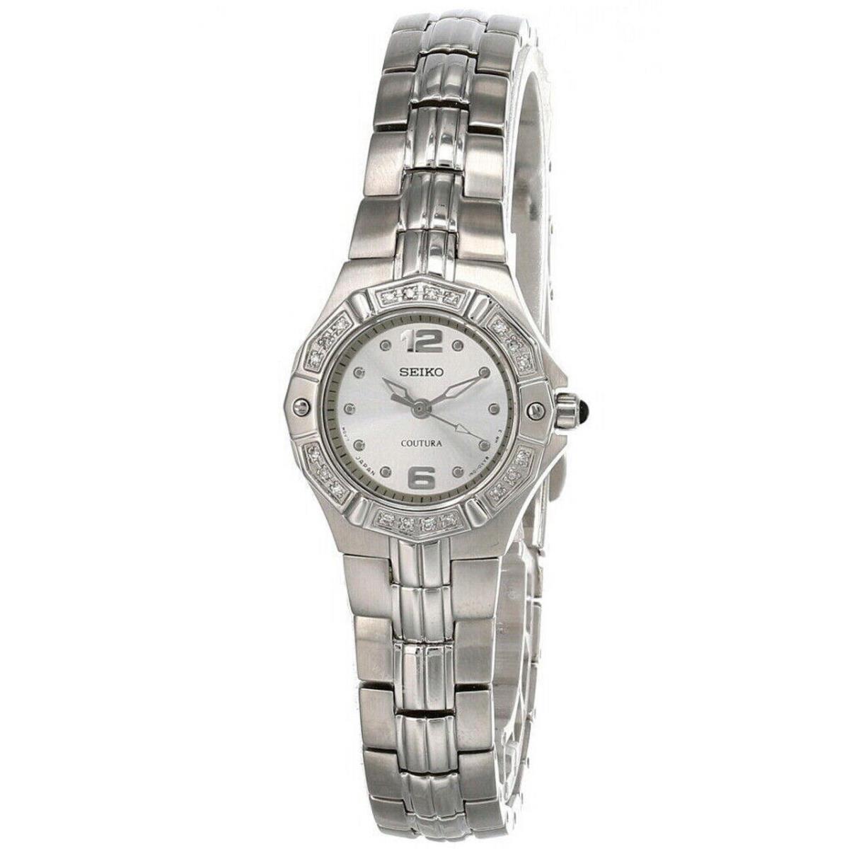 Seiko Womens High-style Silver Coutura SXGN25 w/20 Diamonds