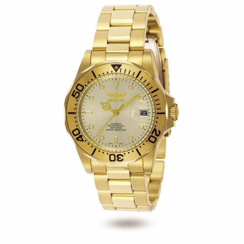 Invicta Men`s Watch Pro Diver Automatic Dive Steel Bracelet Champagne Dial 9618 - Champagne , Champagne Dial, Gold Band