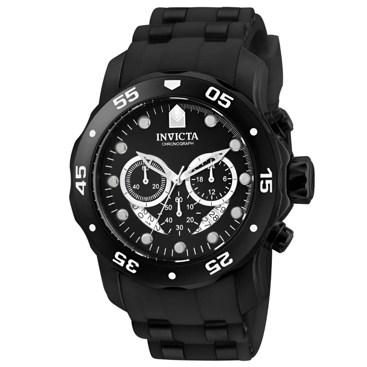 Invicta Men`s Watch Pro Diver Scuba Black Dial Chronograph Rubber Strap 6986