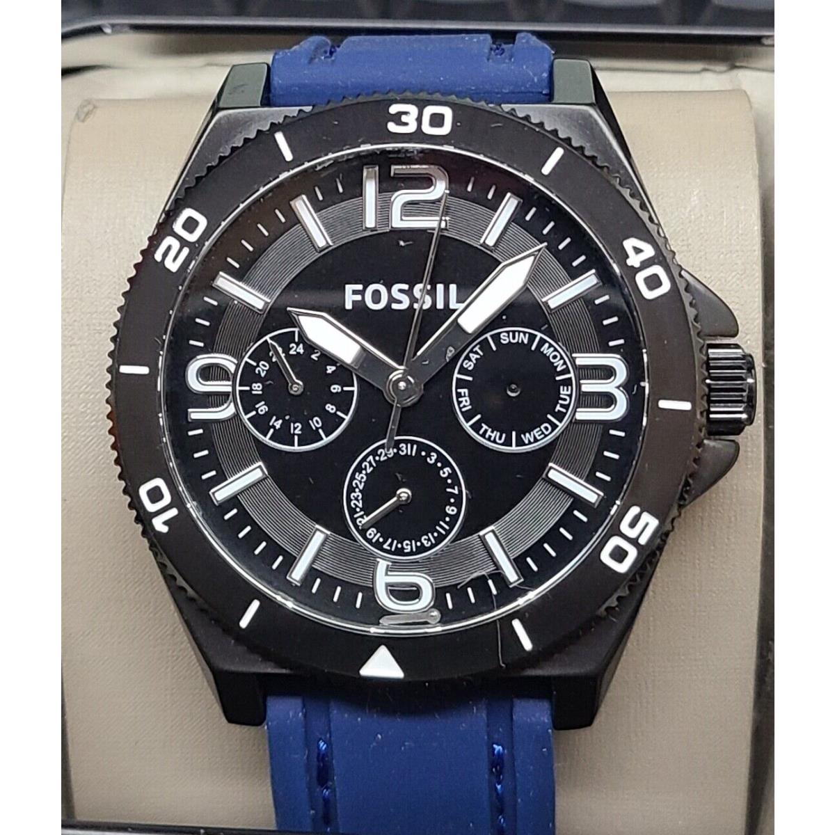 Fossil Black Dial Blue Rubber Strap Multifunction Quartz Watch BQ2016