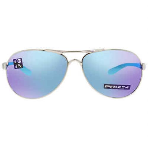 Oakley Feedback Prizm Sapphire Polarized Pilot Ladies Sunglasses OO4079 407933 - Frame: Polished Silver, Lens: Blue
