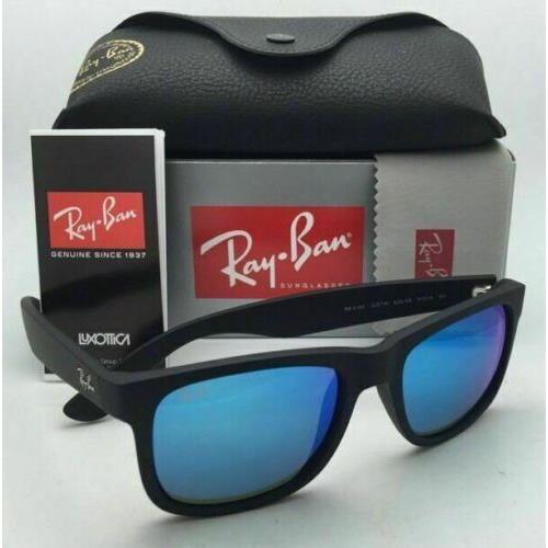Ray-ban Sunglasses Justin RB 4165 622/55 51-16 Black Rubber Frame w/ Blue Mirr