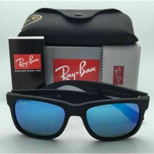 Ray-Ban sunglasses JUSTIN - Black Rubber Frame, Blue Mirror Lens 9