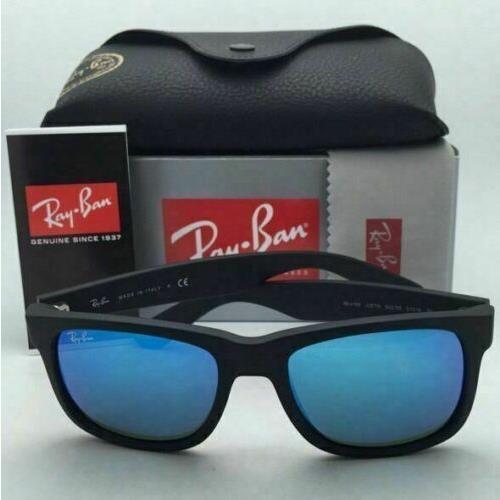 Ray-Ban sunglasses JUSTIN - Black Rubber Frame, Blue Mirror Lens 0