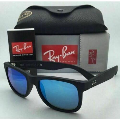 Ray-Ban sunglasses JUSTIN - Black Rubber Frame, Blue Mirror Lens 1